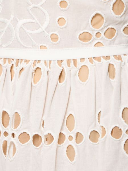 Pamučna svilena maksi haljina s vezom Elie Saab bijela