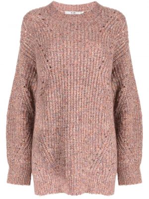 Πλεκτός πουλόβερ με στρογγυλή λαιμόκοψη B+ab ροζ