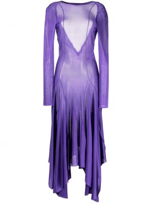 Asymetrické dlouhé šaty Versace fialová
