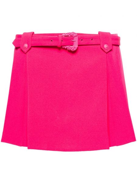 Plisuotas džinsinis sijonas žemu liemeniu Versace Jeans Couture rožinė