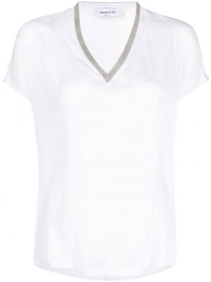 T-shirt à col v Fabiana Filippi blanc