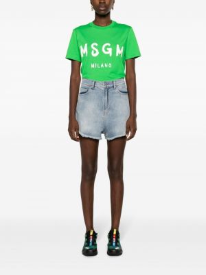 Bavlněné tričko s potiskem Msgm zelené