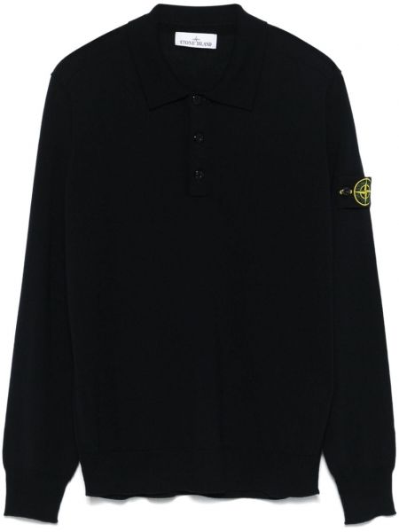 Yün polo yaka tişört Stone Island mavi