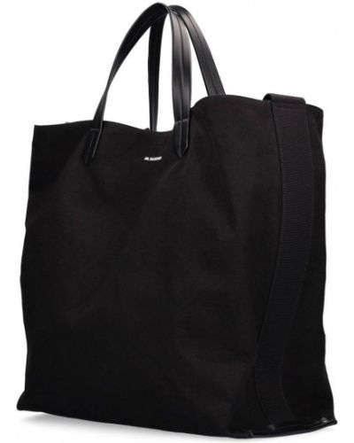 Bavlnená ľanová nákupná taška Jil Sander čierna