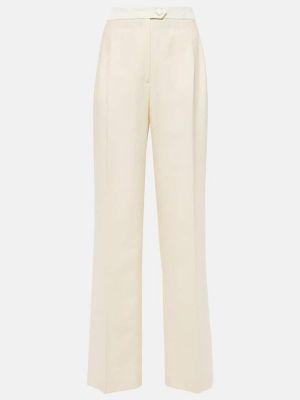 Bavlněné vlněné rovné kalhoty Etro bílé