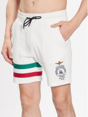 Priliehavé športové šortky Aeronautica Militare biela