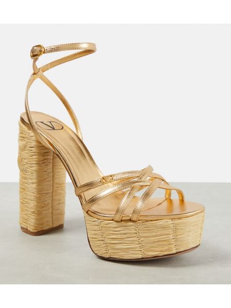 Kožne sandale Valentino Garavani zlatna
