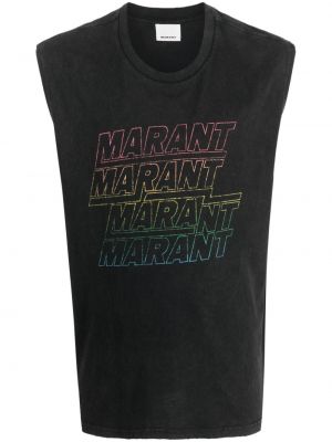 Koszula bawełniana z nadrukiem Marant czarna