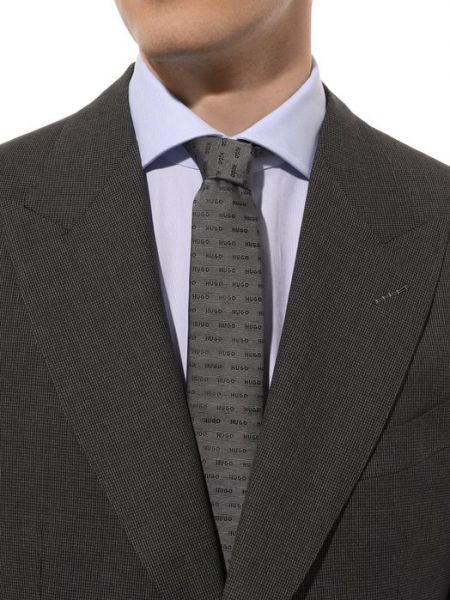 Шелковый галстук Hugo серый