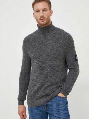 Sweter wełniany Calvin Klein Jeans szary