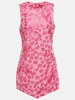 Mini vestido con bordado de flores Staud rosa