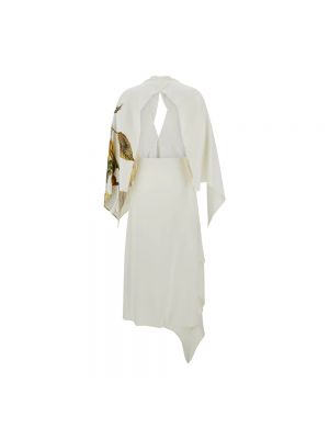 Sukienka midi z głębokim dekoltem Salvatore Ferragamo biała