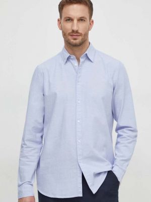 Bavlněná slim fit košile Sisley modrá