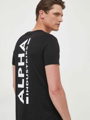 Pamut nyomott mintás póló Alpha Industries - fekete
