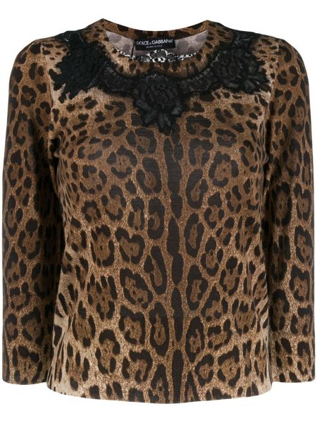 Top leopardo de encaje Dolce & Gabbana marrón