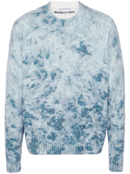 Дълъг пуловер с принт с абстрактен десен Acne Studios синьо