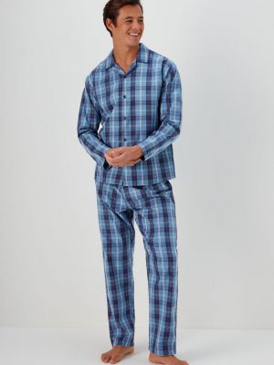 Клетчатая пижама с длинным рукавом Easy синяя
