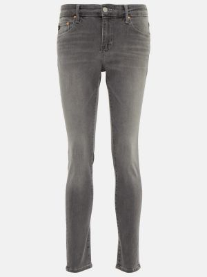 Skinny fit džínsy s vysokým pásom Ag Jeans sivá