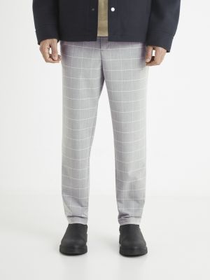 Kockované nohavice Celio sivá