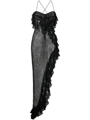 Przezroczysta sukienka długa De La Vali czarna