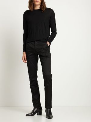 Βαμβακερό παντελόνι chino Saint Laurent μαύρο