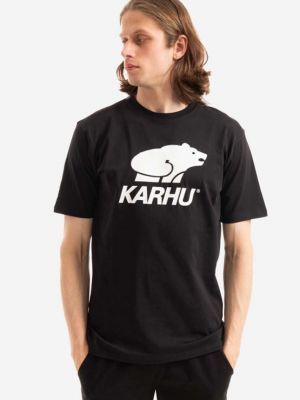 Bavlněné tričko s potiskem Karhu černé