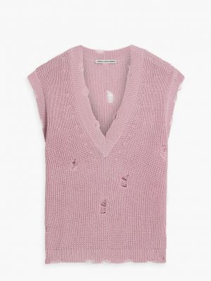 Хлопковый кашемировый свитер с потертостями Cotton By Autumn Cashmere розовый