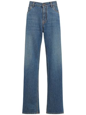 Voľné bavlnené džínsy s vysokým pásom Etro modrá