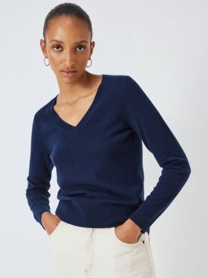 Кашемировый свитер с v-образным вырезом John Lewis синий