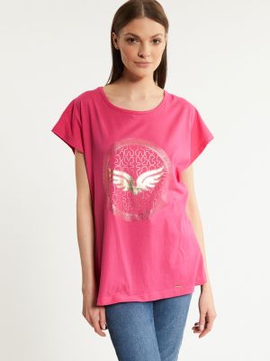 Bavlněné tričko Monnari růžové