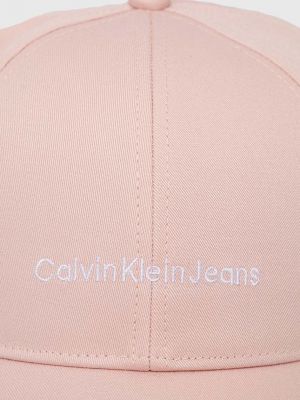 Czapka z daszkiem bawełniana Calvin Klein Jeans różowa