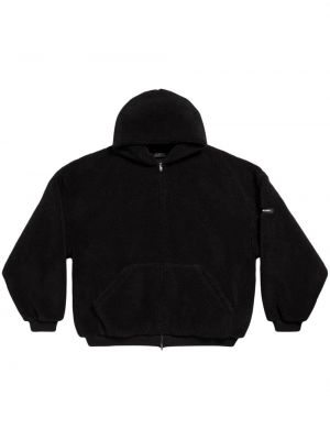 Flisas džemperis su gobtuvu su užtrauktuku Balenciaga juoda