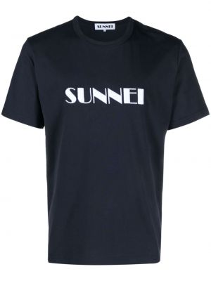 Памучна тениска с принт Sunnei синьо