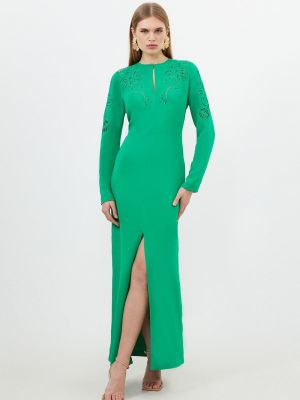 Длинное платье с длинным рукавом Karen Millen зеленое