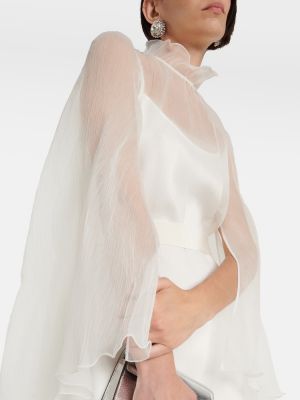 Svilena haljina s volanima Max Mara bijela