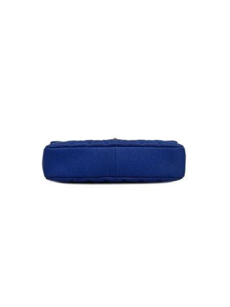 Retro bolsa de hombro de cuero Chanel Vintage azul