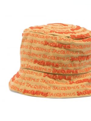 Haftowany kapelusz Jacquemus beżowy