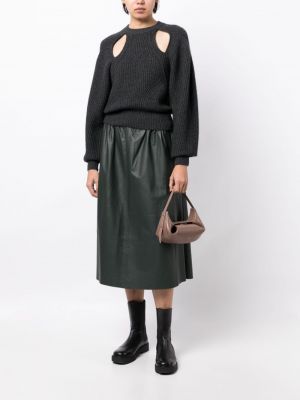 Kožená sukně Yves Salomon zelené