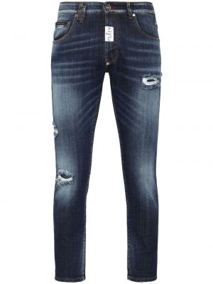 Skinny džíny s potiskem Philipp Plein modré