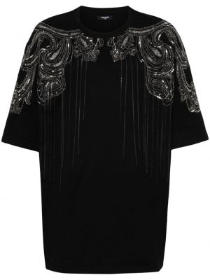 Βαμβακερή μπλούζα με παγιέτες Balmain μαύρο