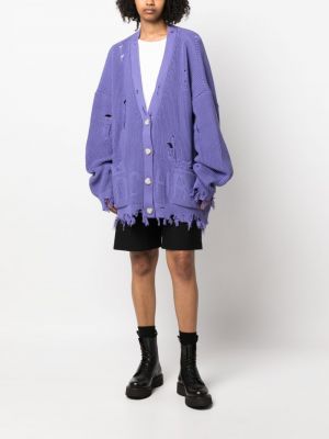 Jednobarevný kardigan s oděrkami Monochrome fialový