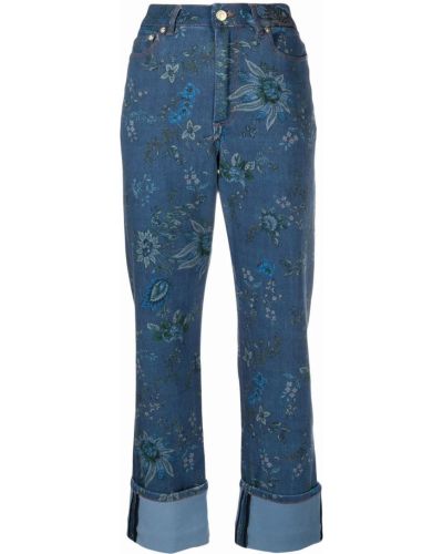 Pantalones rectos de flores con estampado Erdem azul