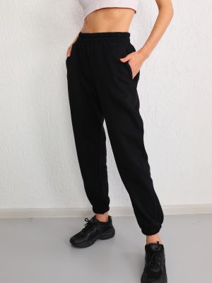 Sportovní kalhoty s vysokým pasem Bi̇keli̇fe černé