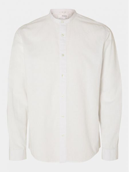 Ленена риза Selected Homme бяло