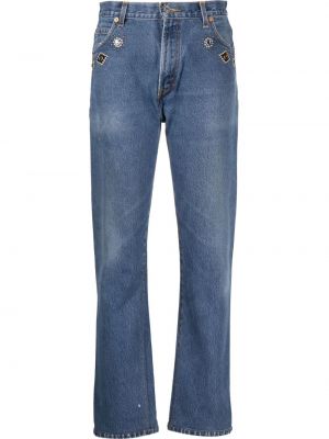 Křišťálové straight fit džíny Re/done modré