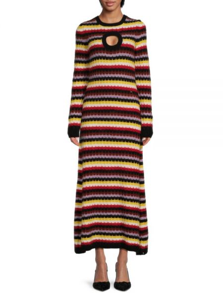 Платье миди из альпаки и шерсти с узором Sonia Rykiel, Yellow Multi