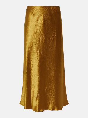 Satynowa spódnica midi Max Mara żółta