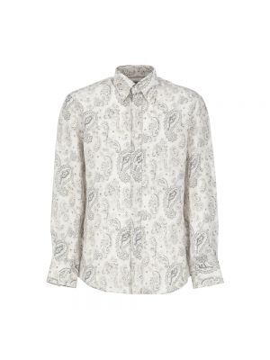 Lniana koszula z wzorem paisley Brunello Cucinelli biała