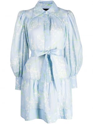 Kvetinové šaty s potlačou Cynthia Rowley modrá