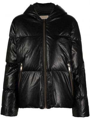 Skinny fit ādas jaka ar apaļu kakla izgriezumu ar kapuci Michael Michael Kors melns